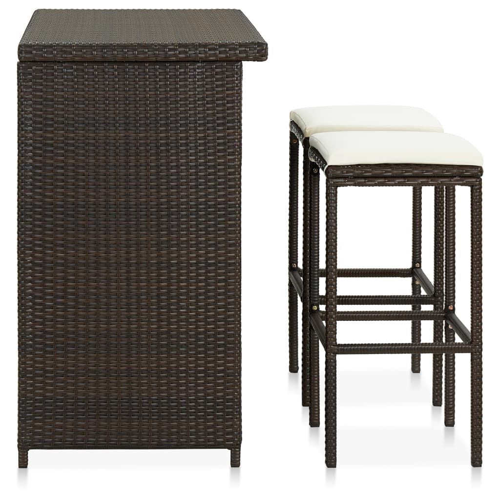 Bar Set Brown PE rattan, steel Large Bar Set Rectangular