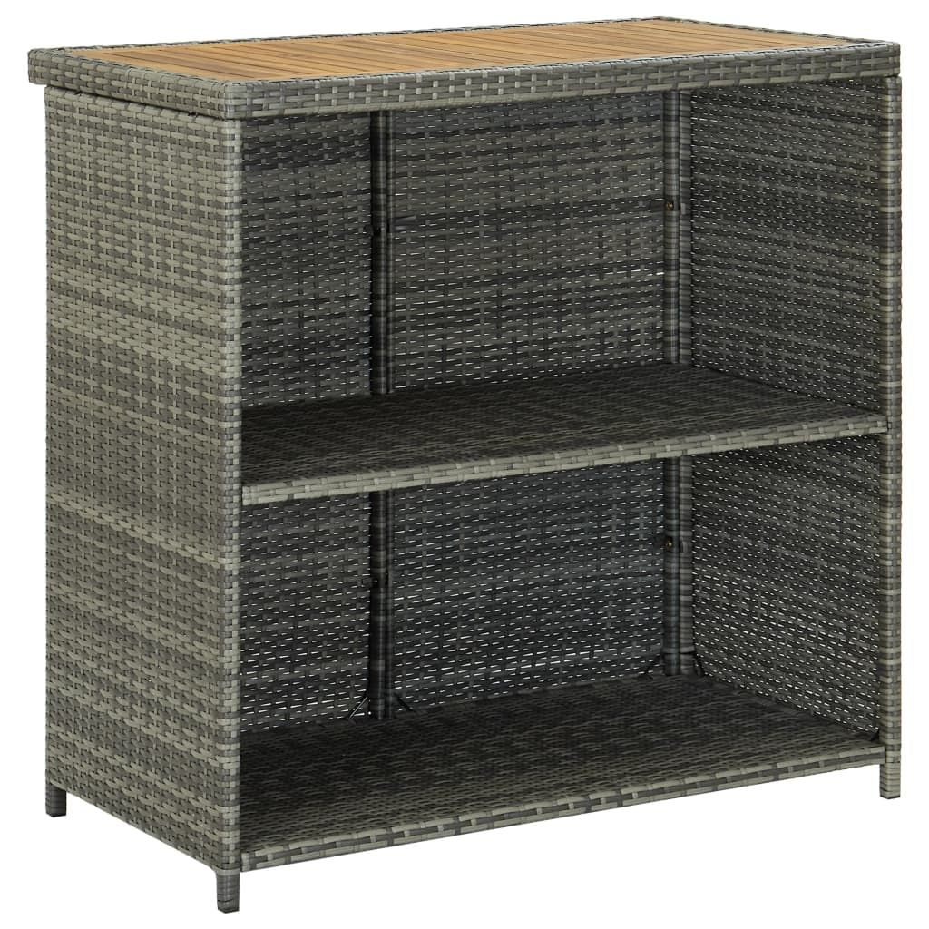 Bar Set Grey PE rattan, steel, solid acacia wood