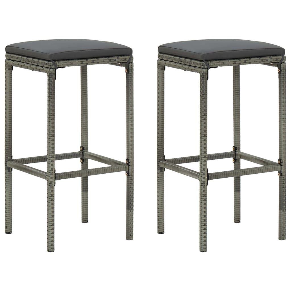 Bar Set Grey PE rattan, steel, solid acacia wood