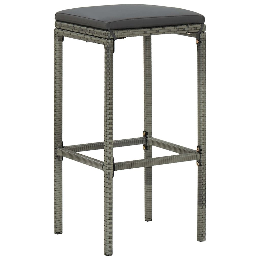Bar Set Grey PE rattan, steel, solid acacia wood