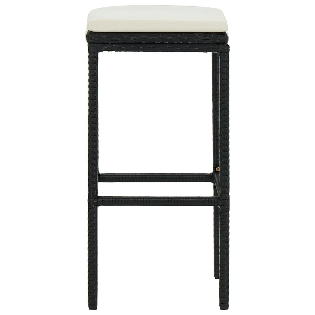 Bar Stool Set of 3 Black, Cream White