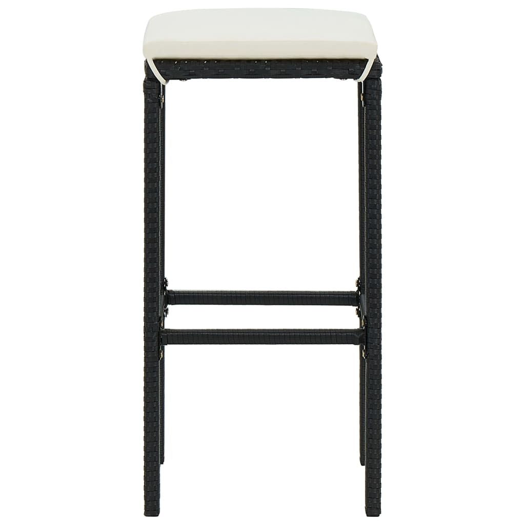 Bar Stool Set of 3 Black, Cream White