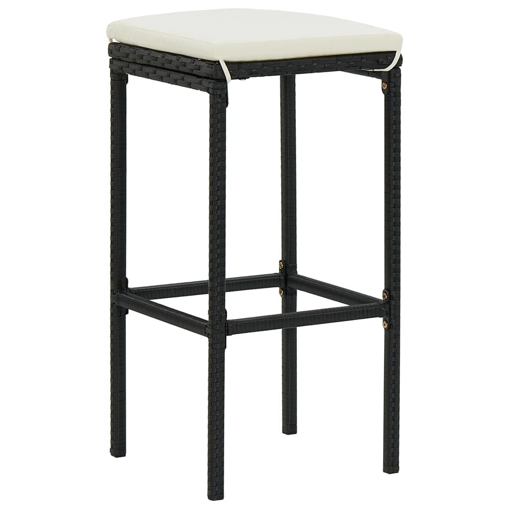 Bar Stool Set of 3 Black, Cream White