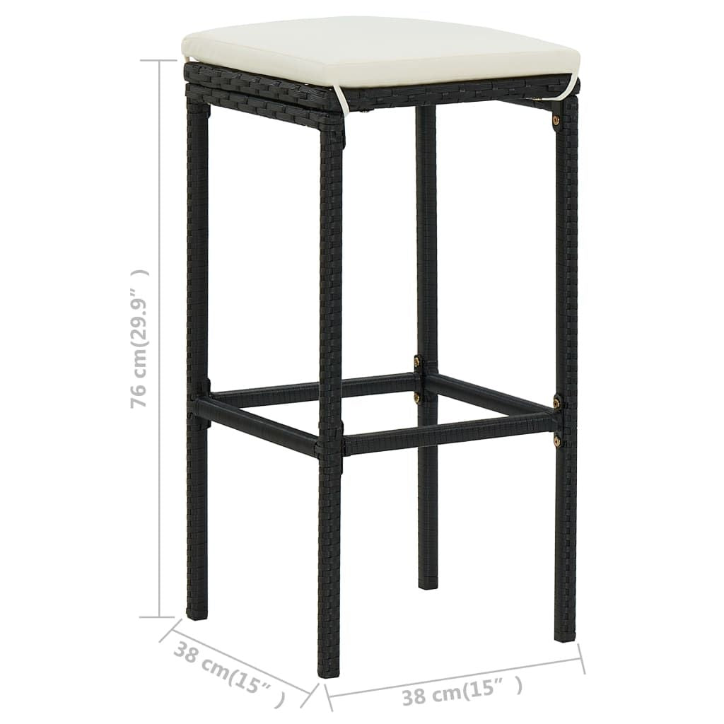 Bar Stool Set of 3 Black, Cream White