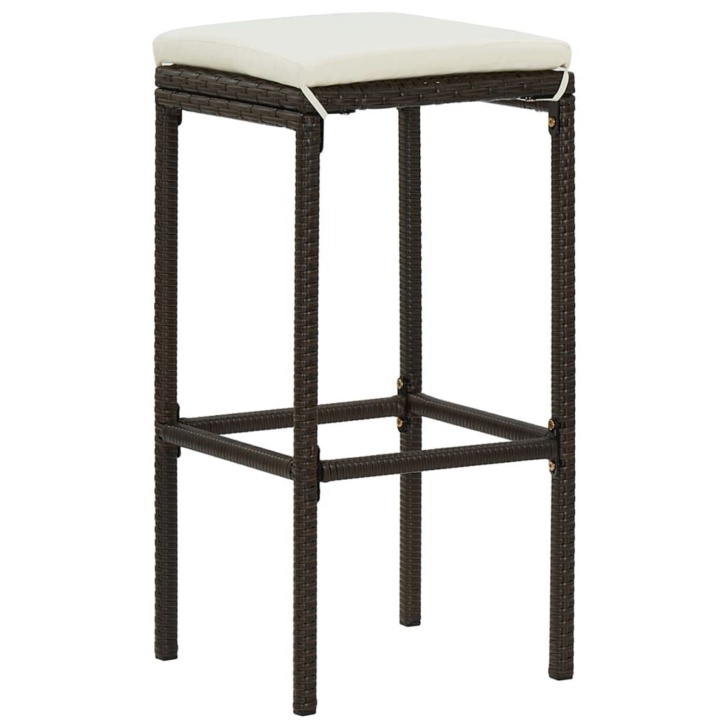 Bar Stool Set of 3 Brown PE rattan Standard Footrest