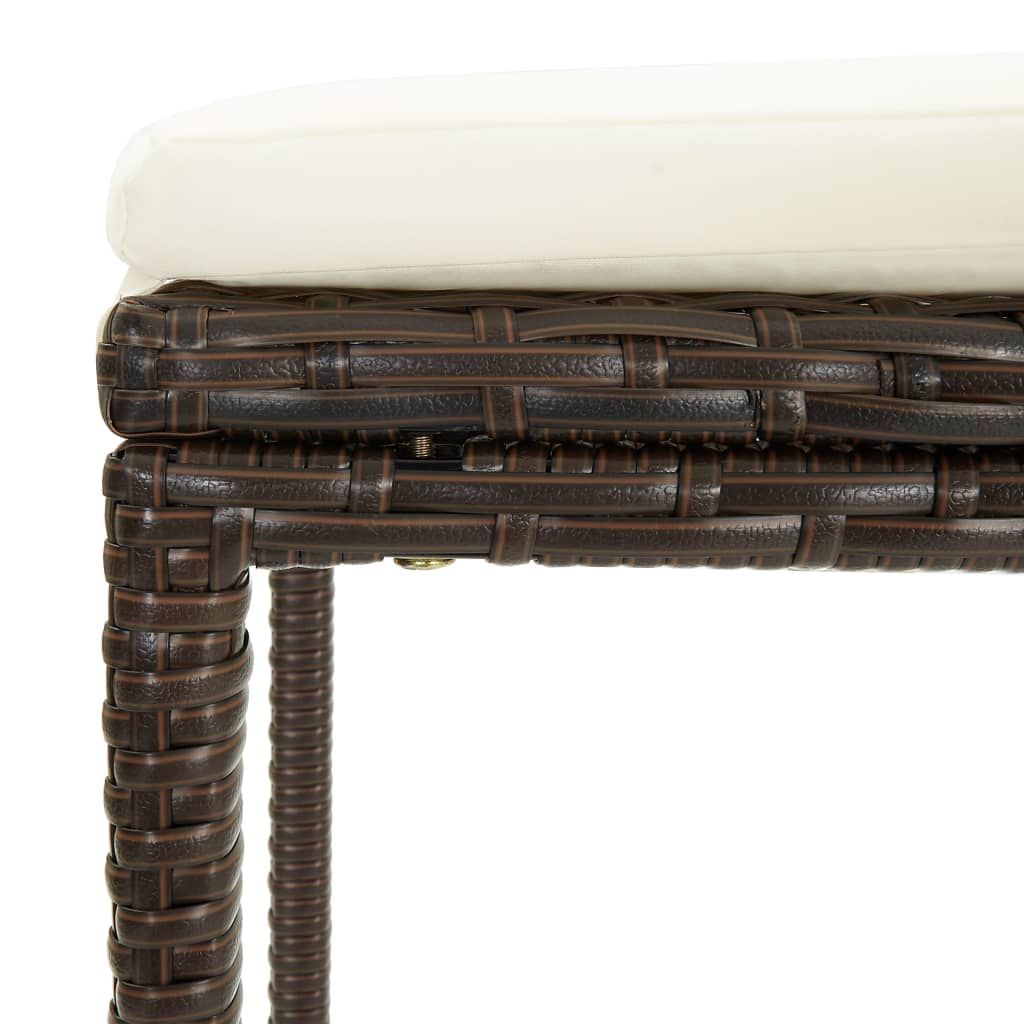Bar Stool Set of 3 Brown PE rattan Standard Footrest