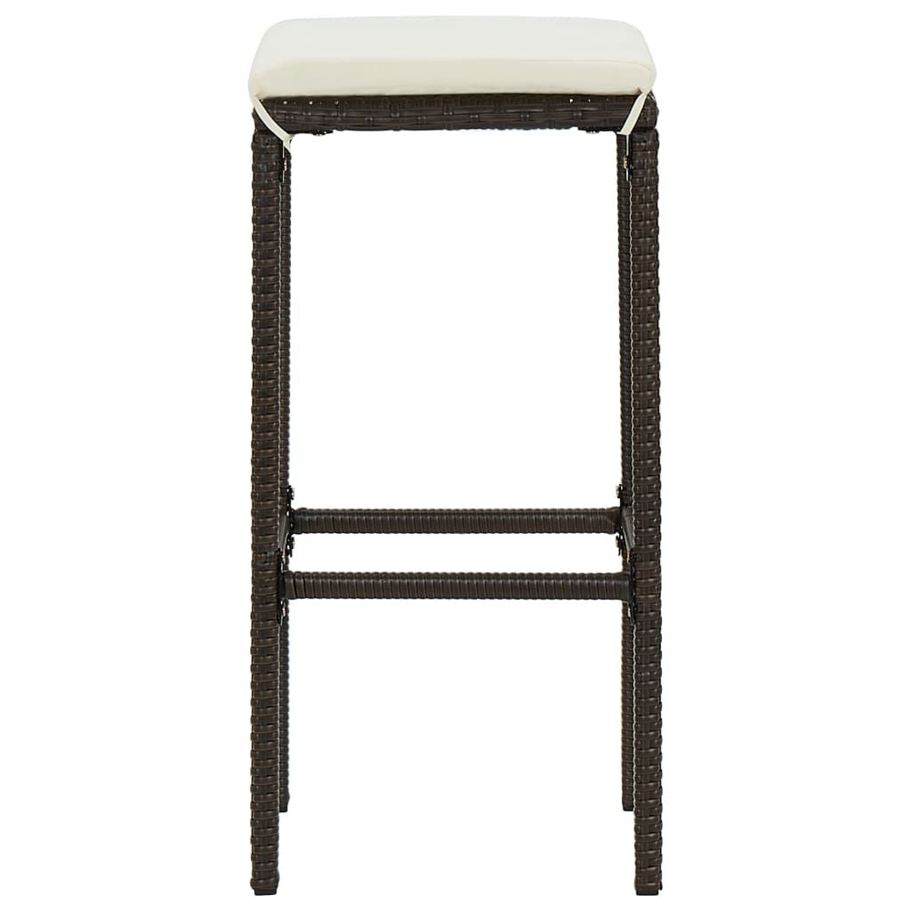 Bar Stool Set of 3 Brown PE rattan Standard Footrest