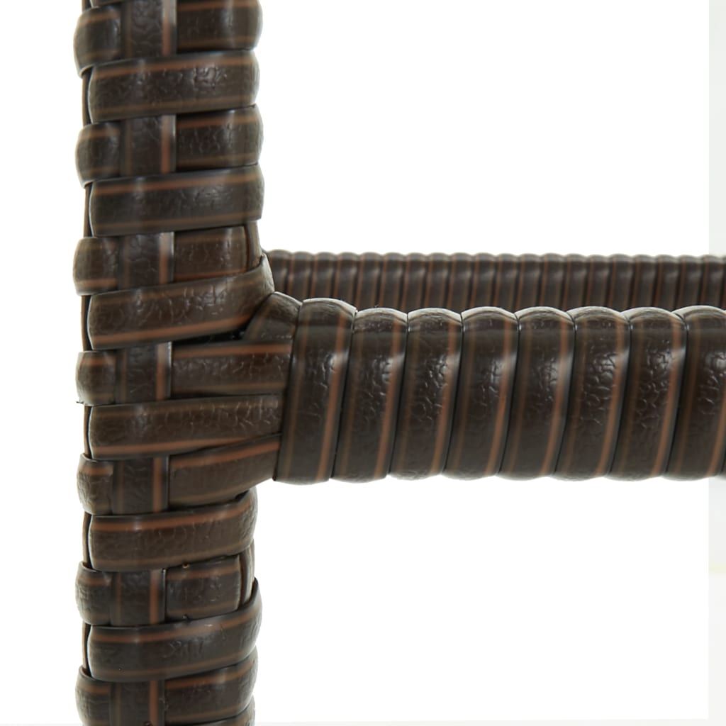Bar Stool Set of 3 Brown PE rattan Standard Footrest
