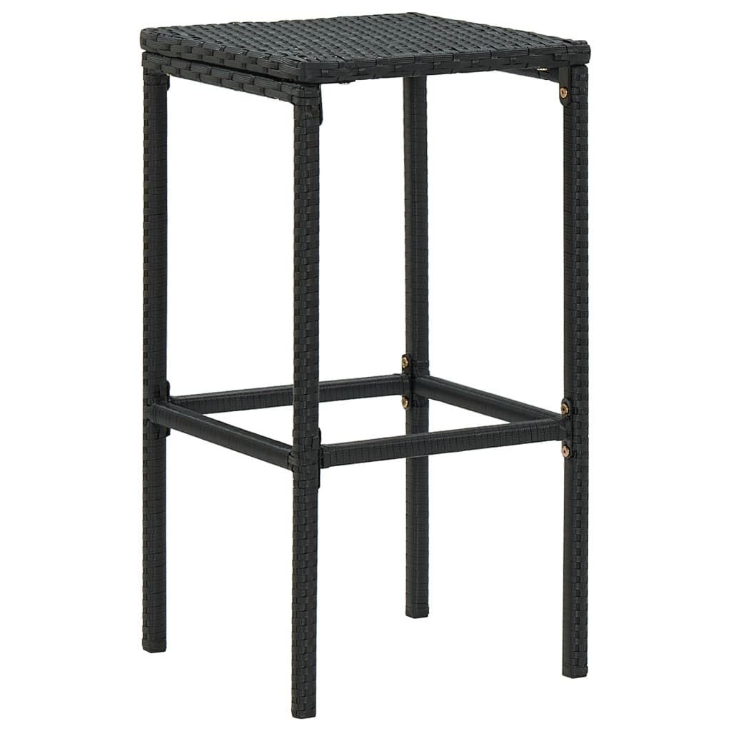 Bar Stool Set of 6 Black frame with cream white cushion PE rattan