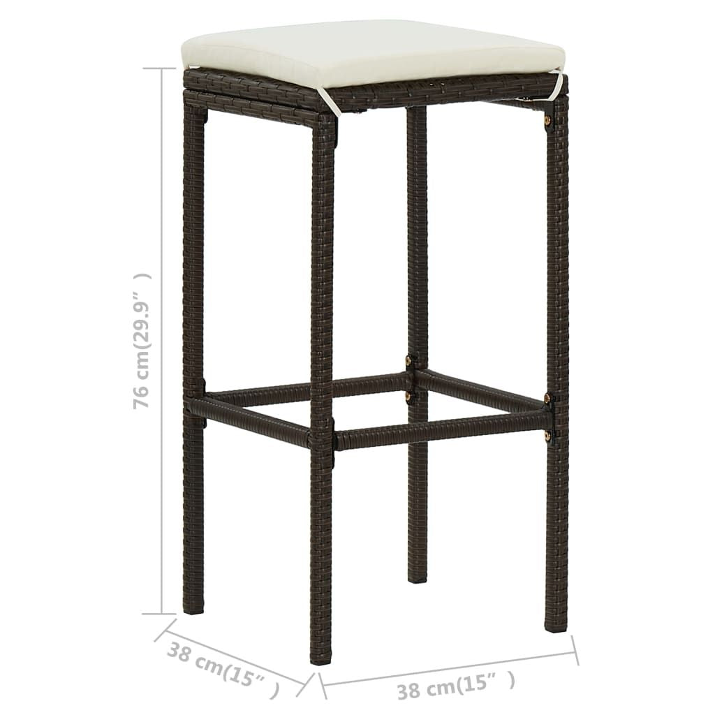 Bar Stool Set of 6 Brown PE rattan Standard Footrest