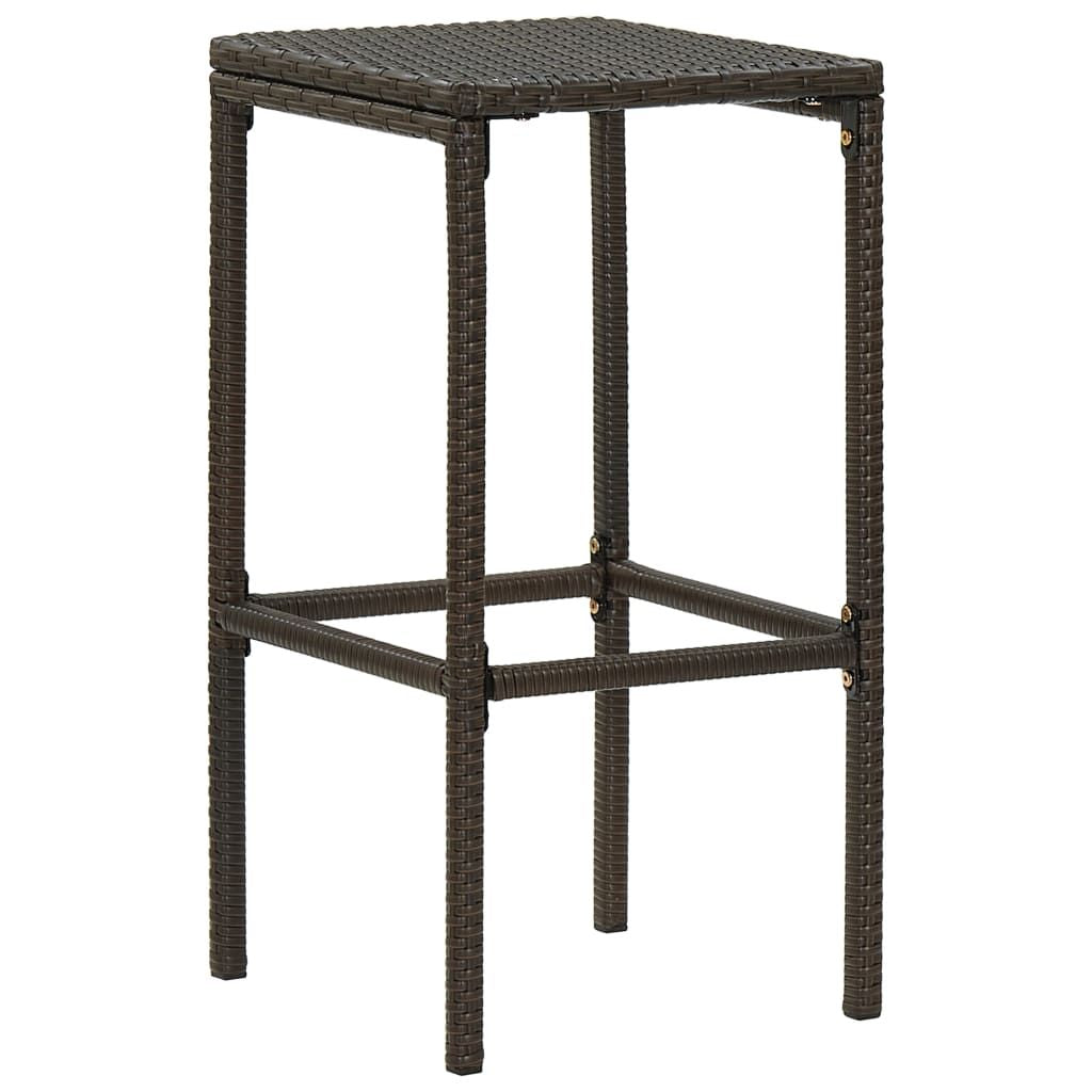 Bar Stool Set of 6 Brown PE rattan Standard Footrest