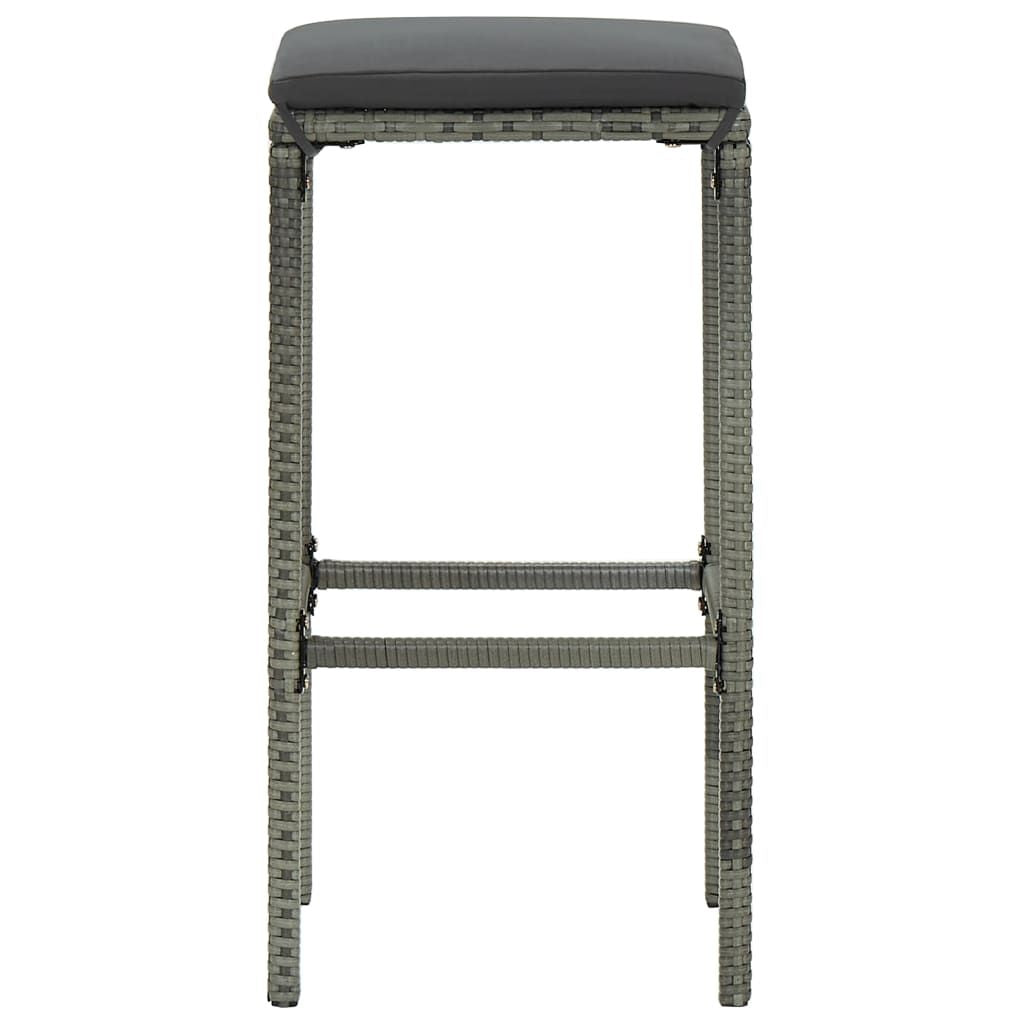 Bar Stool Set of 6 Grey PE rattan, steel, polyester Medium