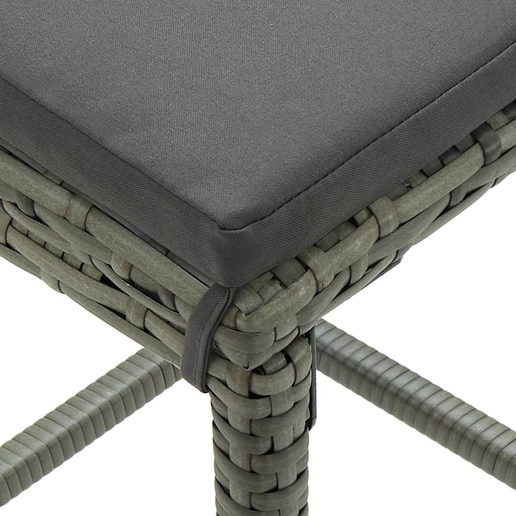 Bar Stool Set of 6 Grey PE rattan, steel, polyester Medium