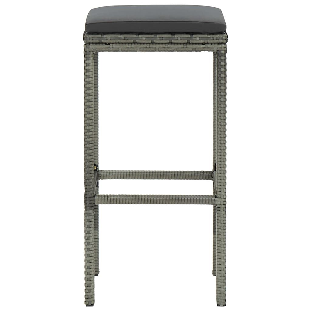 Bar Stool Set of 6 Grey PE rattan, steel, polyester Medium