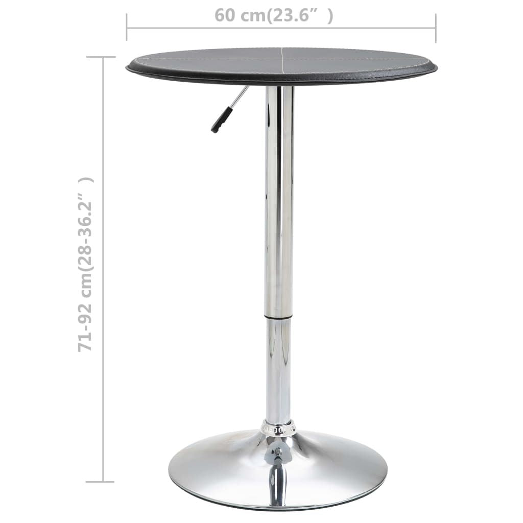 Bar Table Black MDF with PVC finish, Chromed Steel Ø23.6 in