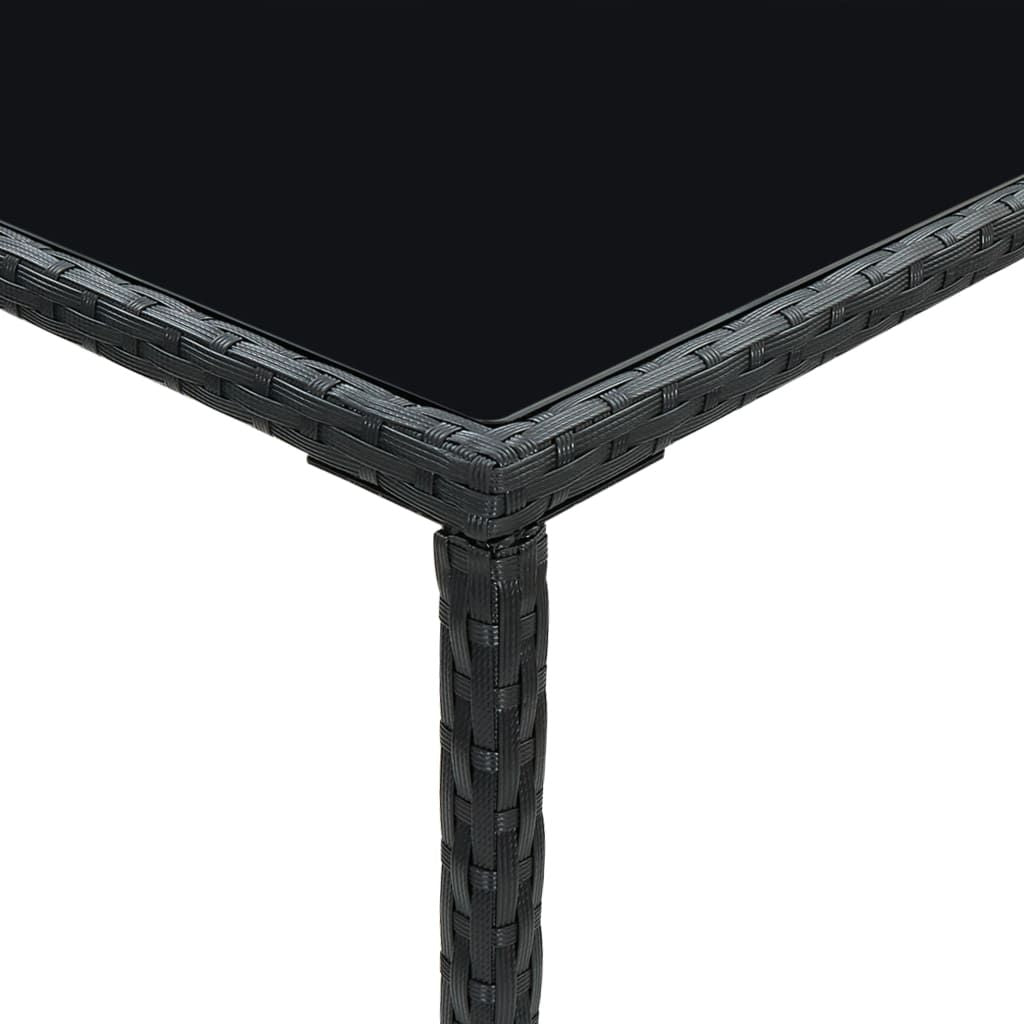 Bar Table Black PE rattan, powder-coated steel, tempered glass