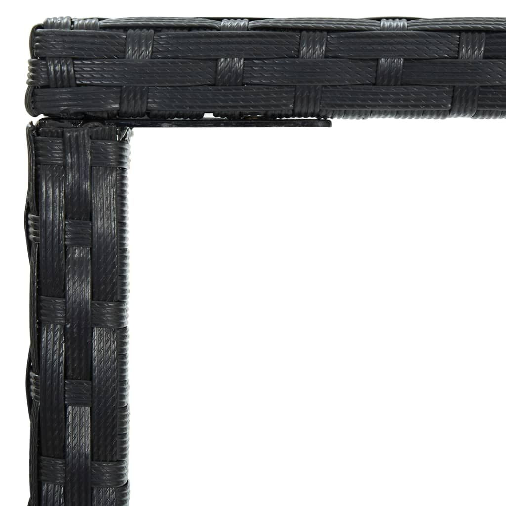Bar Table Black PE rattan, powder-coated steel, tempered glass