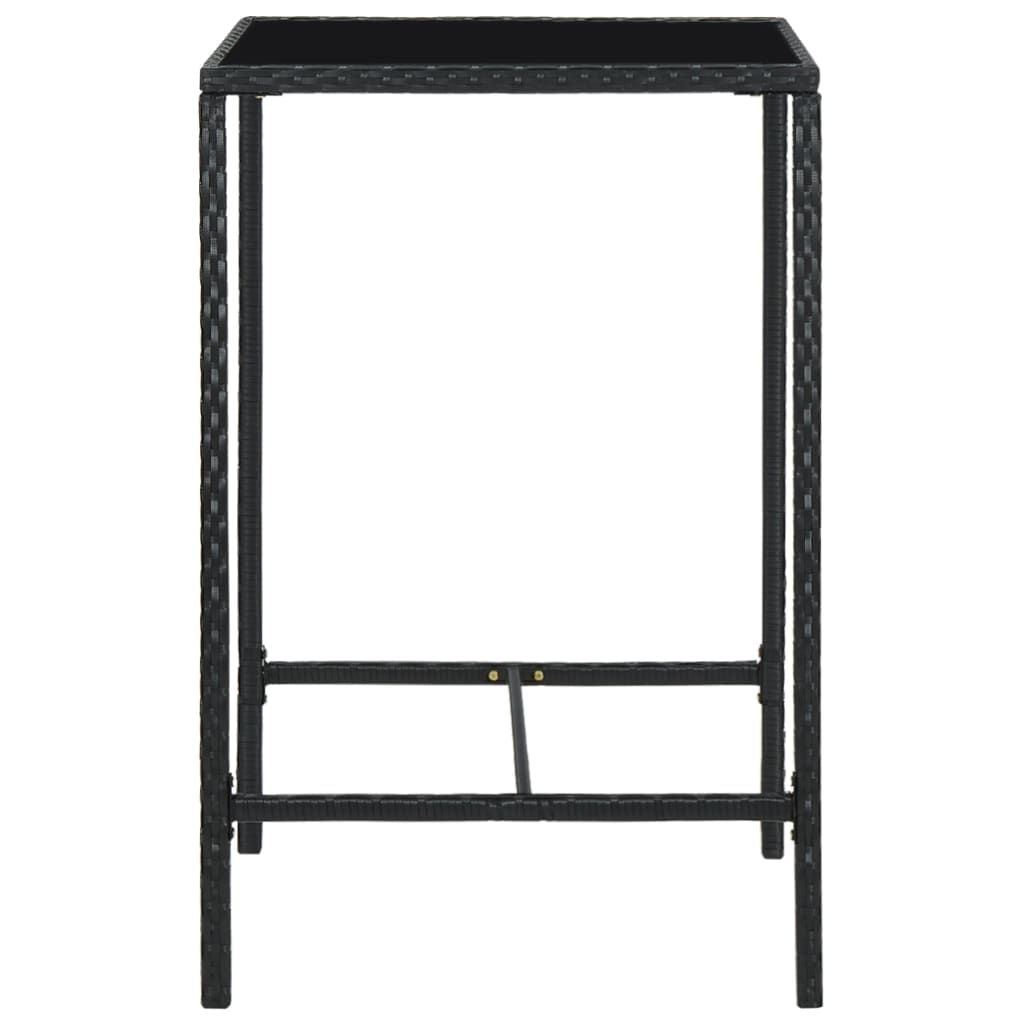 Bar Table Black PE rattan, powder-coated steel, tempered glass