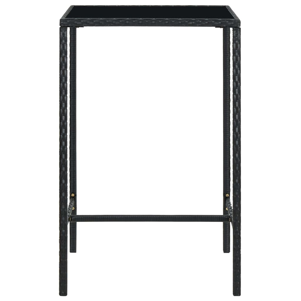 Bar Table Black PE rattan, powder-coated steel, tempered glass