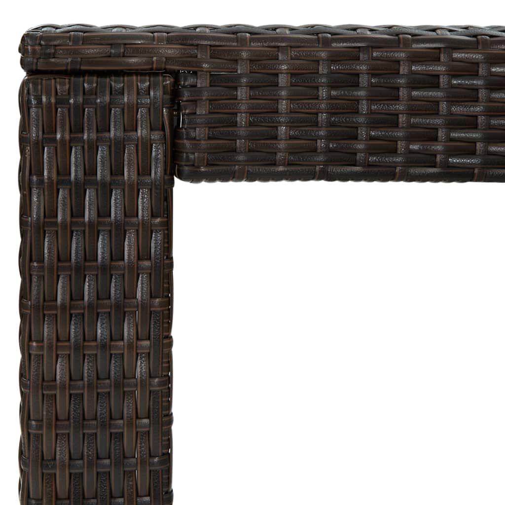 Bar Table Brown PE rattan, Powder-Coated Steel