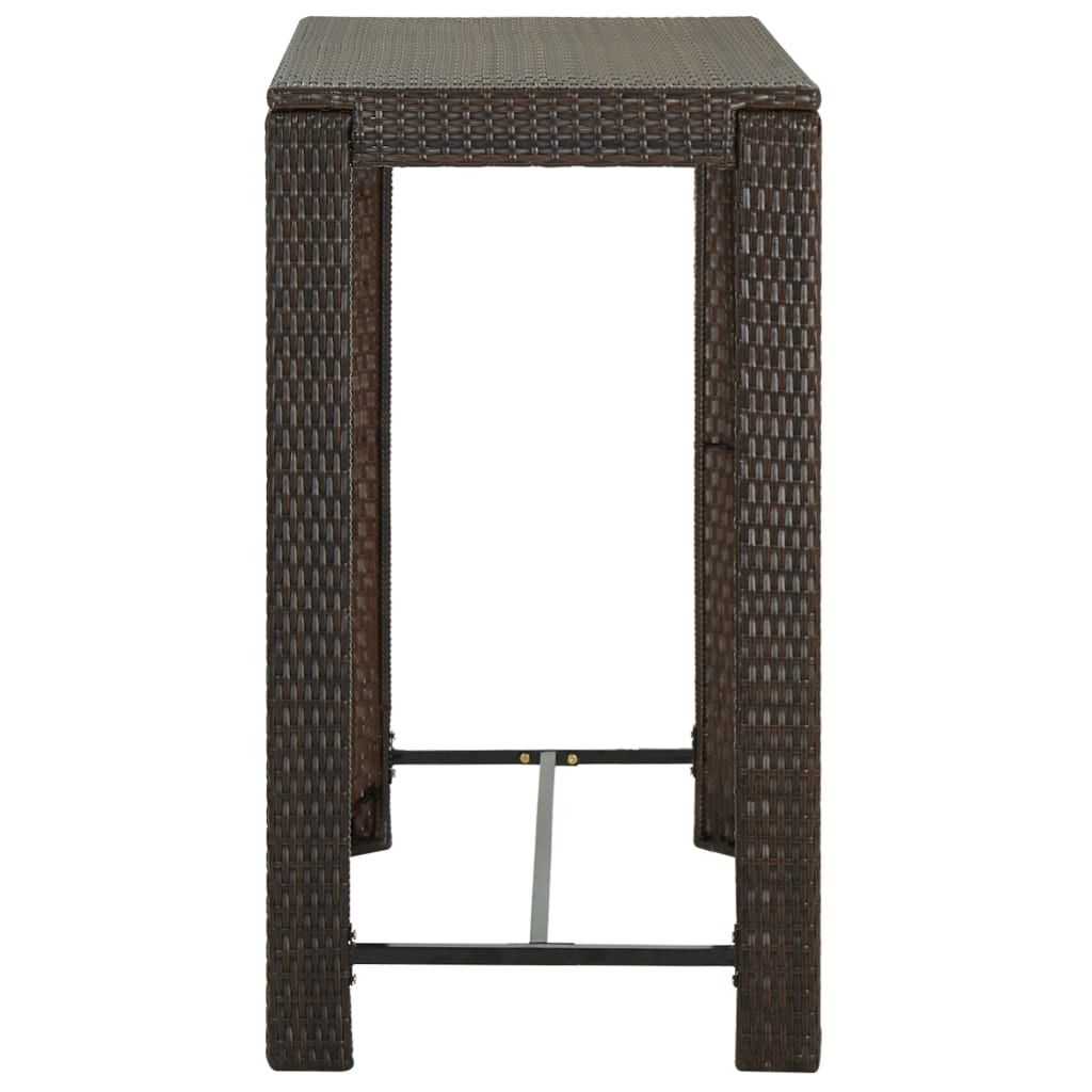 Bar Table Brown PE rattan, Powder-Coated Steel