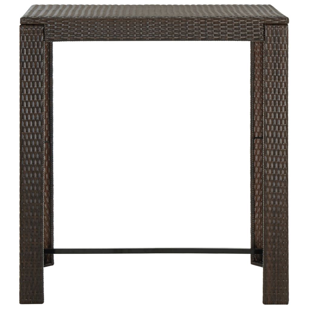 Bar Table Brown PE rattan, Powder-Coated Steel