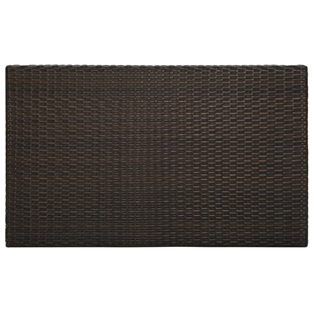 Bar Table Brown PE rattan, Powder-Coated Steel