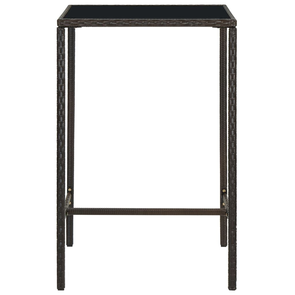 Bar Table Brown PE rattan, tempered glass, powder-coated steel