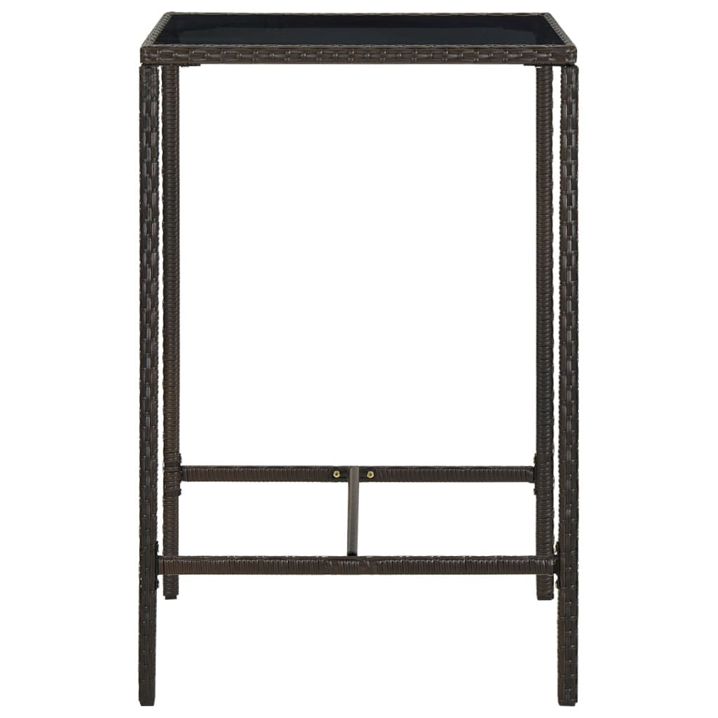 Bar Table Brown PE rattan, tempered glass, powder-coated steel