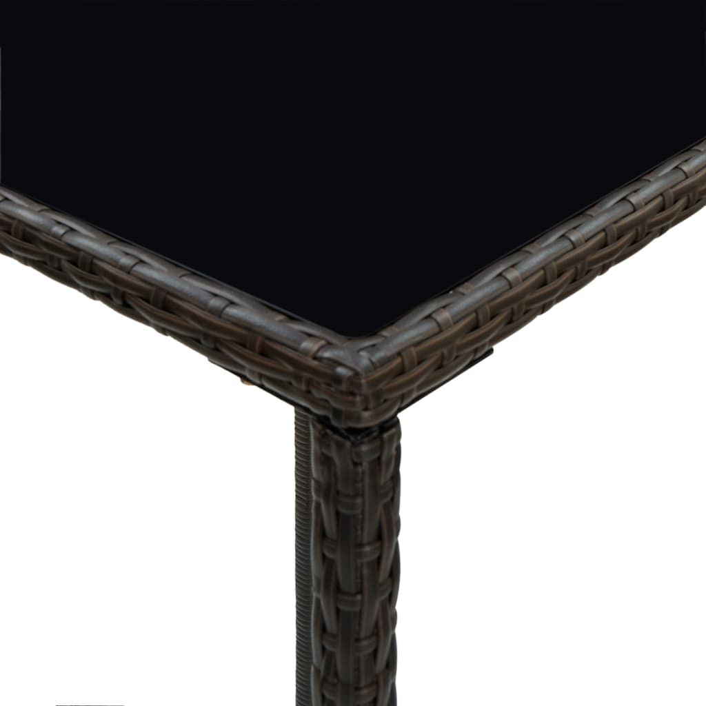 Bar Table Brown PE rattan, tempered glass, powder-coated steel