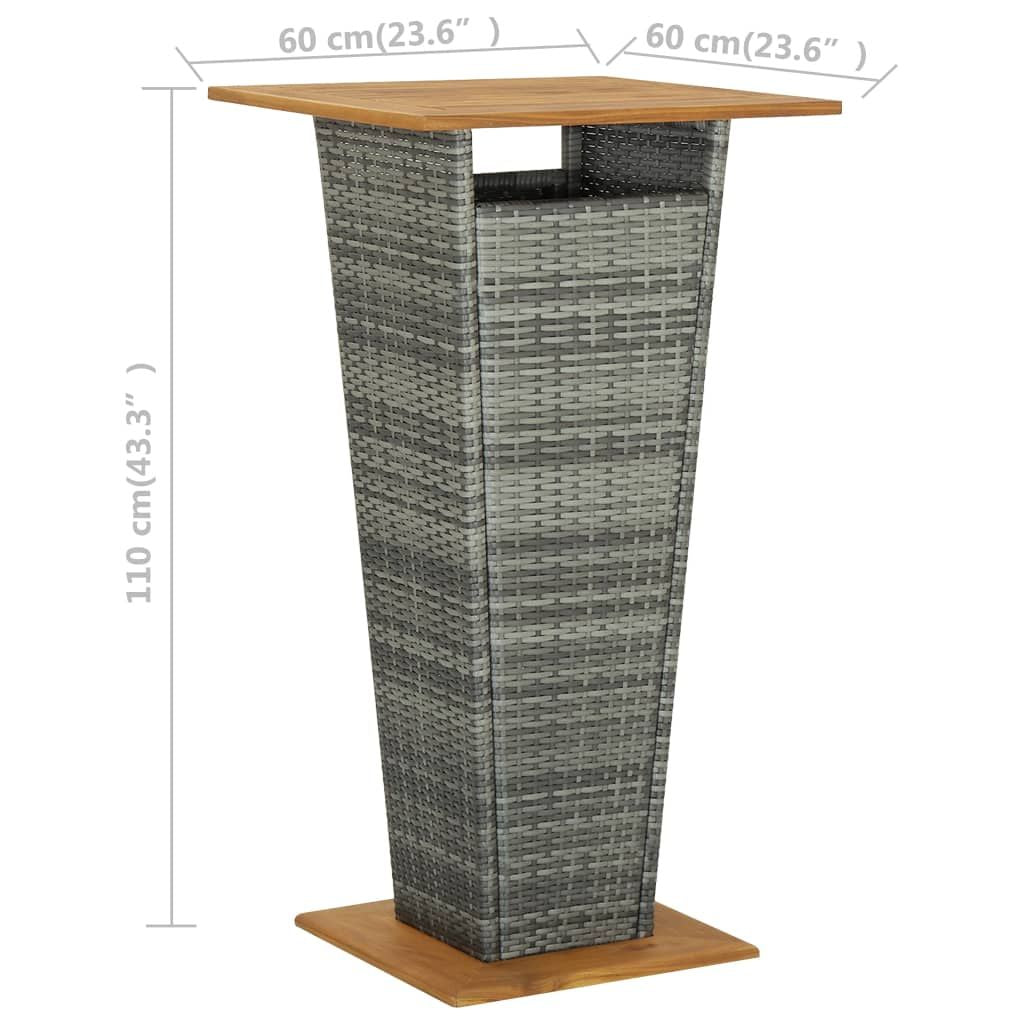 Bar Table Grey PE rattan Medium Durable Bar Table Square