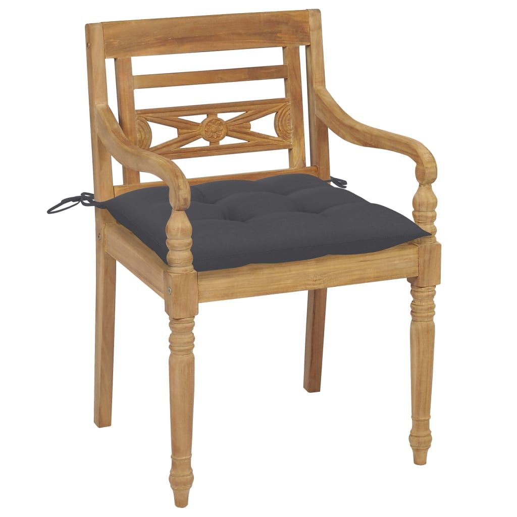 Batavia Chairs 2 pcs with Anthracite Cushions Solid Teak Wood