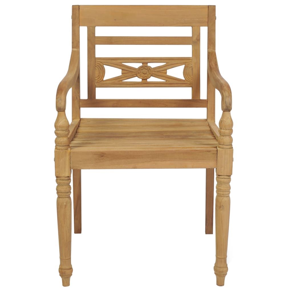 Batavia Chairs 2 pcs with Gray Cushions Solid Teak Wood