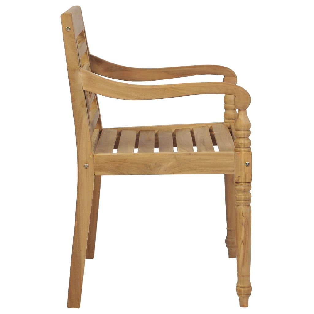 Batavia Chairs 2 pcs with Gray Cushions Solid Teak Wood