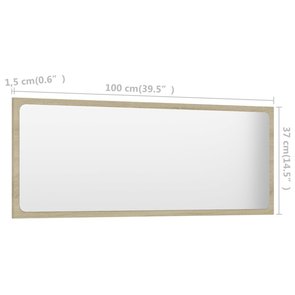 Bathroom Mirror Sonoma Oak 39.4"x0.6"x14.6" Engineered Wood