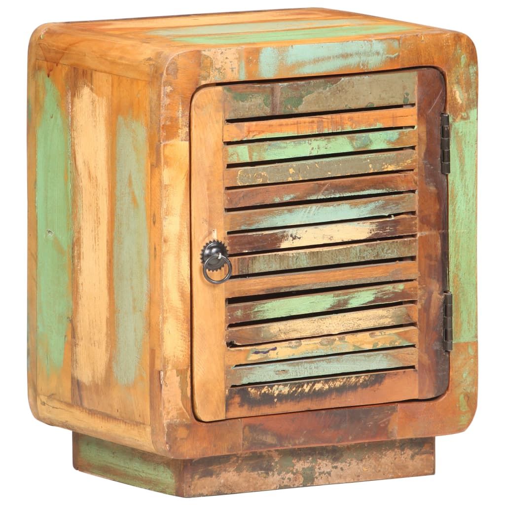 Bedside Cabinet Multicolor - Mixed Wood Tones Solid Reclaimed Wood