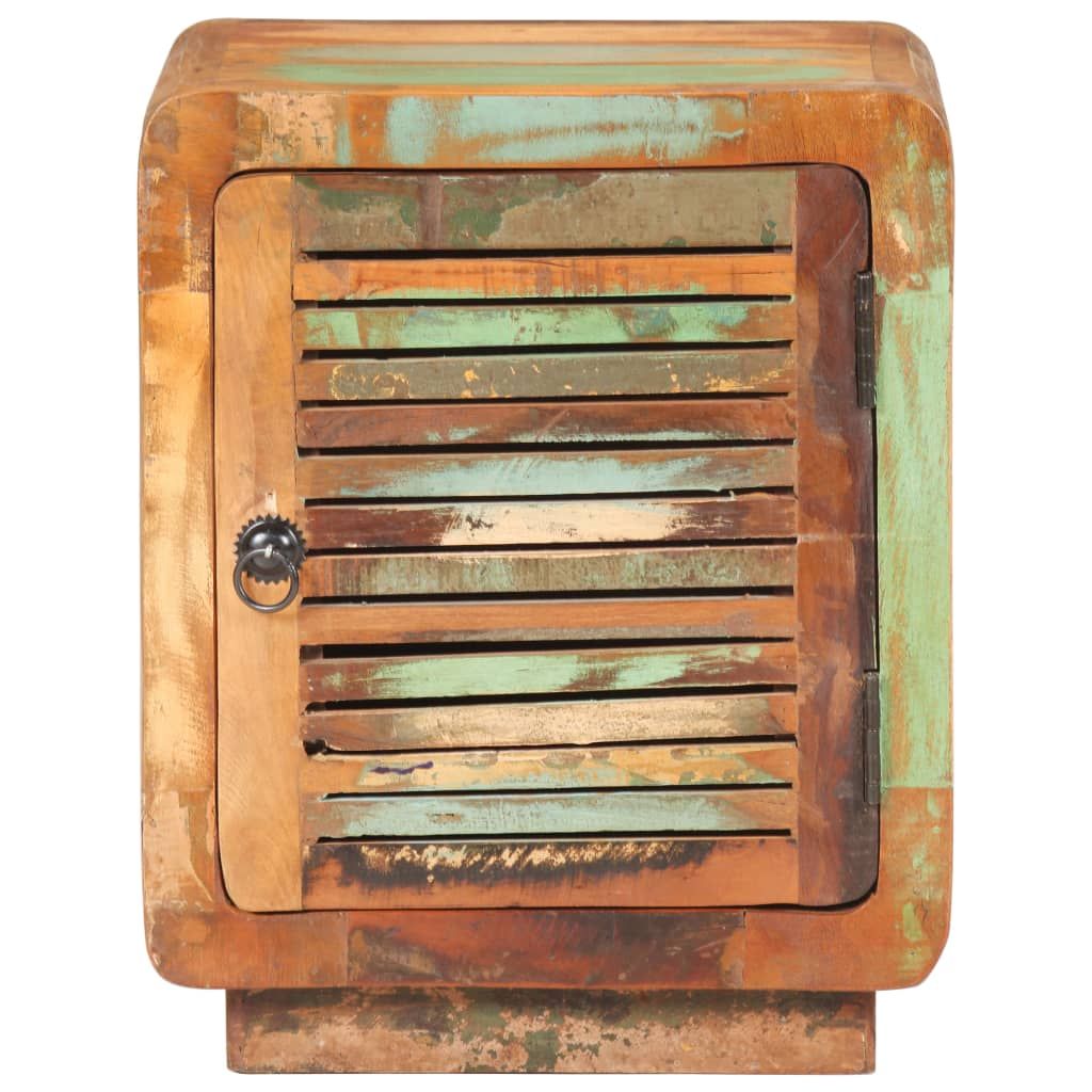 Bedside Cabinet Multicolor - Mixed Wood Tones Solid Reclaimed Wood