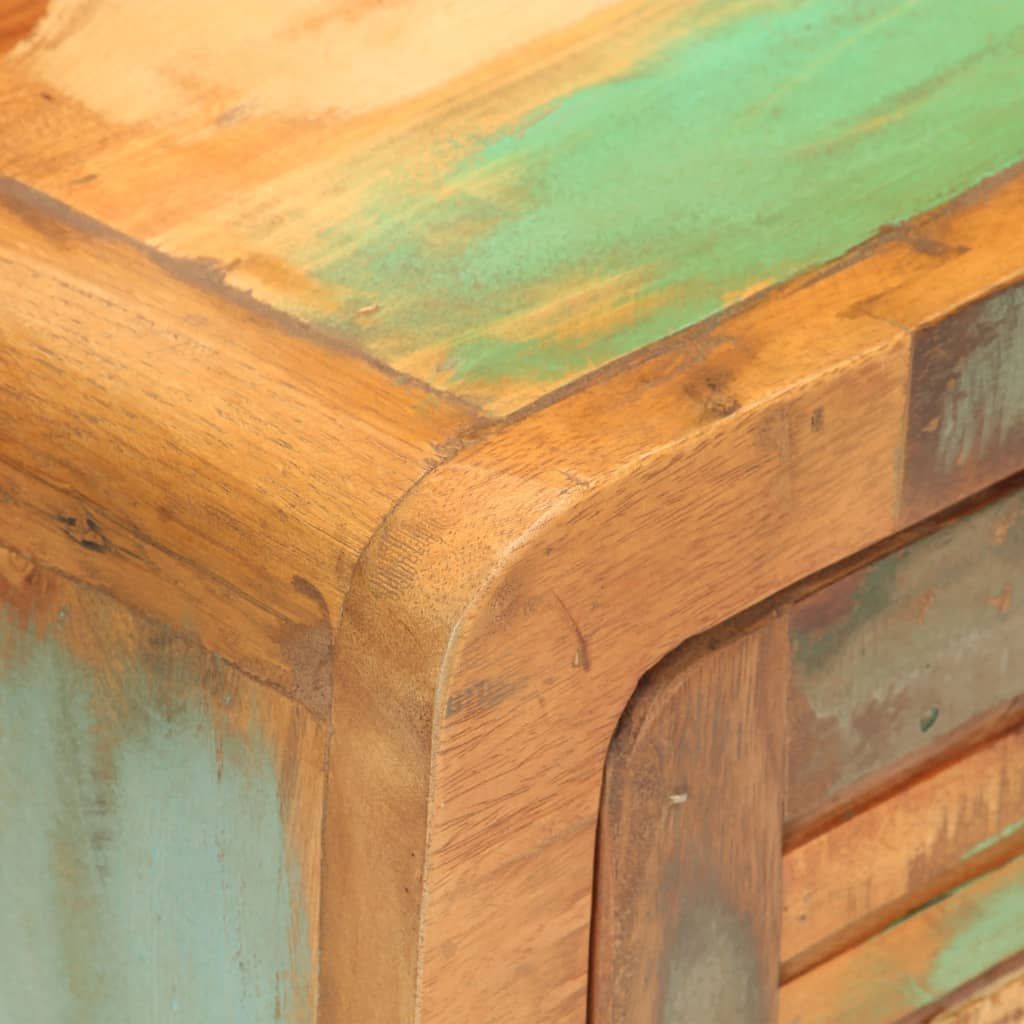 Bedside Cabinet Multicolor - Mixed Wood Tones Solid Reclaimed Wood