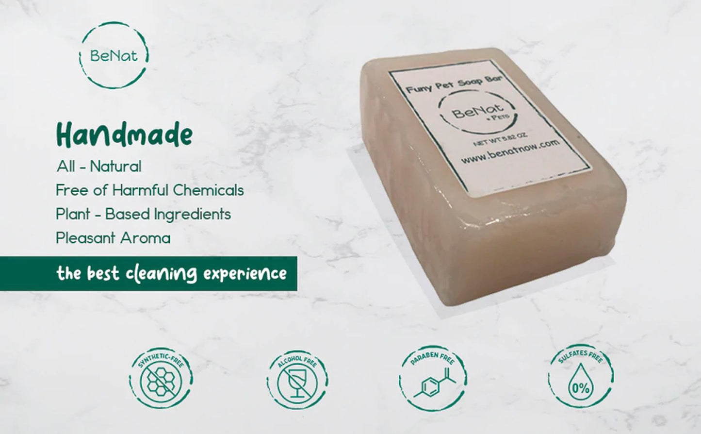 BeNat All-Natural Furry Pet Soap Bar | Organic Lavender, Coconut & Citronella Flea Prevention Dog Shampoo | Calming & Soothing Cleansing Bar for Sensitive Skin & Coat