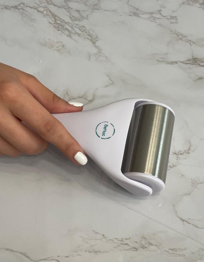 BeNat Skincare Accessories Bundle (6 Pcs) - Premium Ice Roller for Face & Eye, Body Massager, Jade Facial Roller, Raw Silk Exfoliating Glove, and Volcanic Stone Oil-Absorbing Roller Home Spa Gift Set