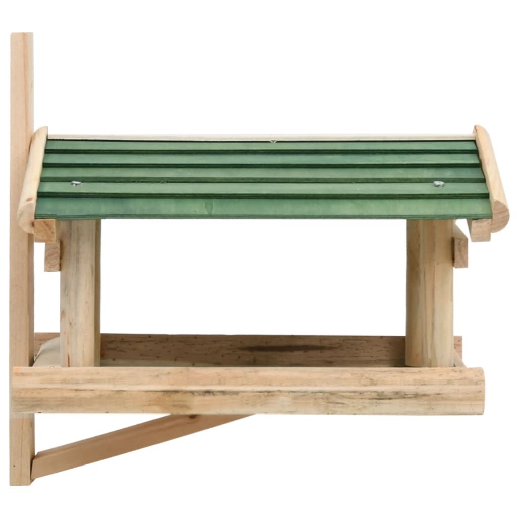 Bird Feeder Green and Natural Wood Solid Fir Wood Small