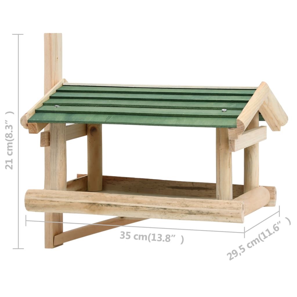 Bird Feeder Green and Natural Wood Solid Fir Wood Small