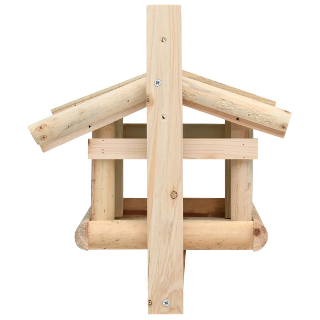 Bird Feeder Green and Natural Wood Solid Fir Wood Small