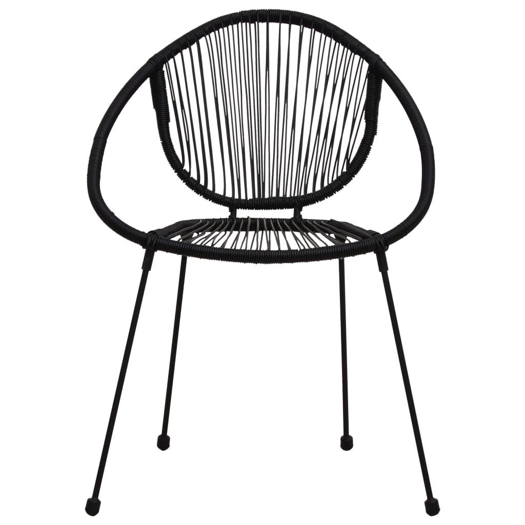 Bistro Set Black PVC rattan, steel, glass 3-piece set Stackable