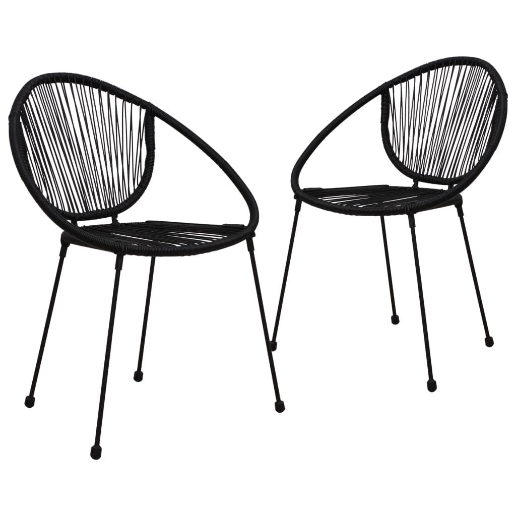 Bistro Set Black PVC rattan, steel, glass 3-piece set Stackable