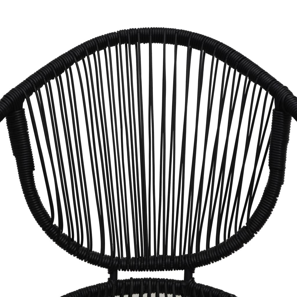 Bistro Set Black PVC rattan, steel, glass 3-piece set Stackable