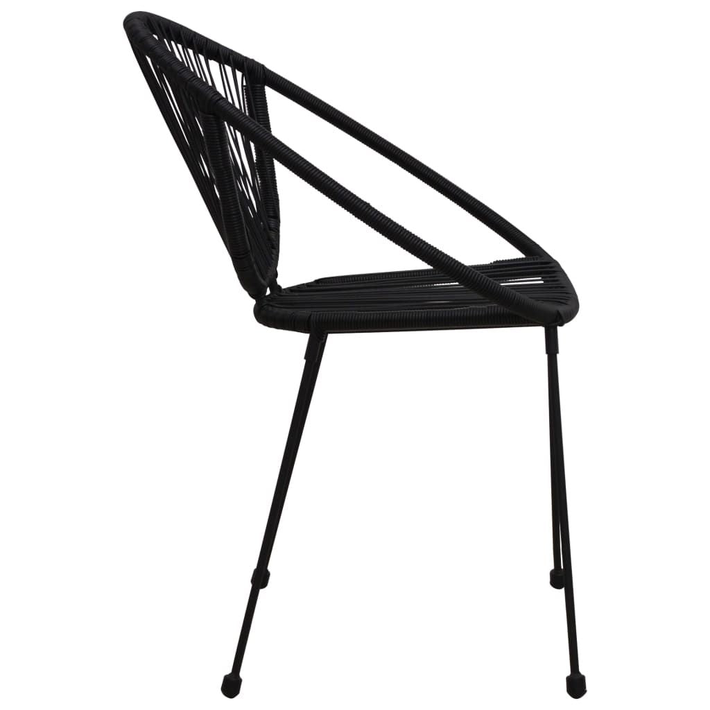 Bistro Set Black PVC rattan, steel, glass 3-piece set Stackable
