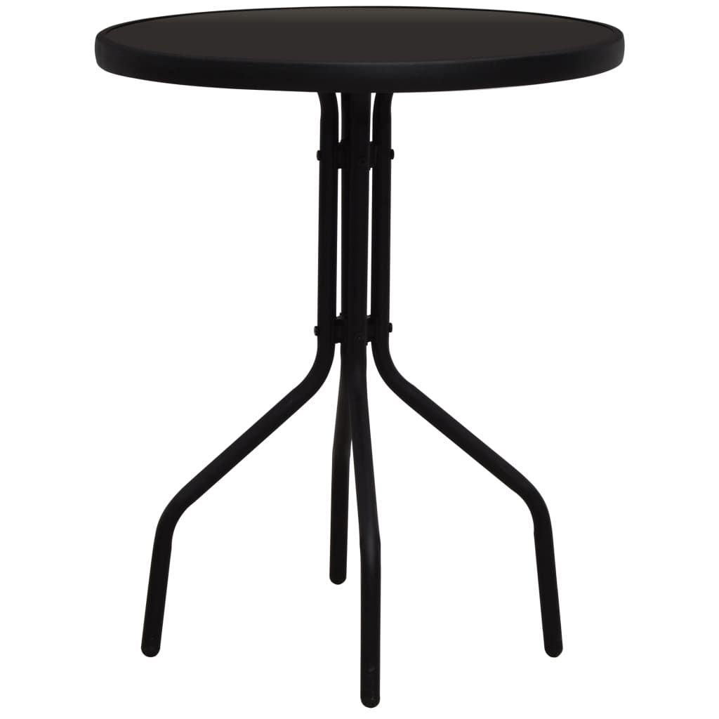 Bistro Set Black PVC rattan, steel, glass 3-piece set Stackable
