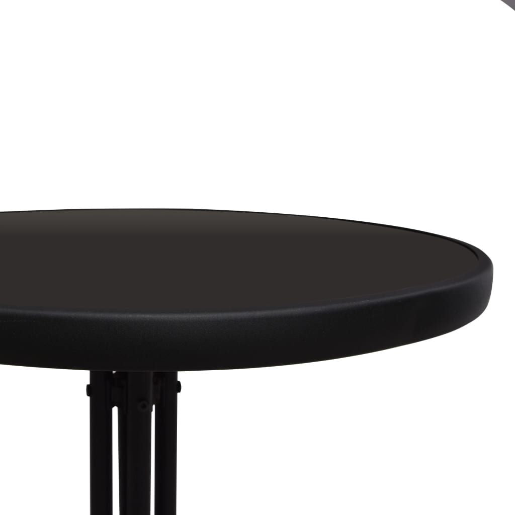 Bistro Set Black PVC rattan, steel, glass 3-piece set Stackable