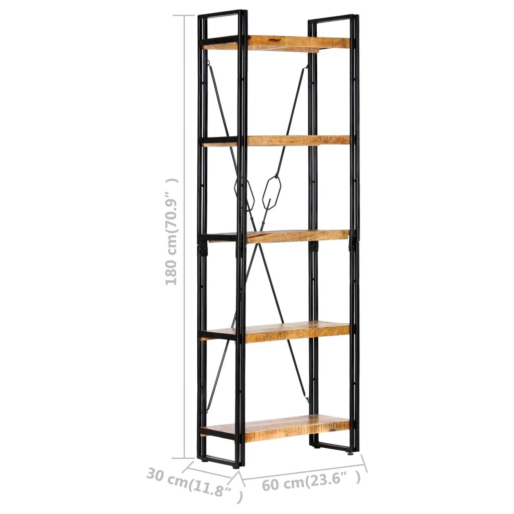 Bookcase Natural Mango Wood and Black